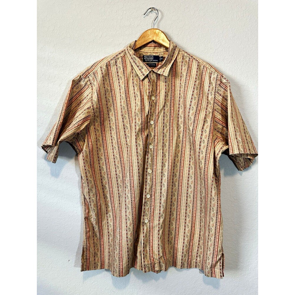 Polo by Ralph Lauren Caldwell Men's XL Cotton Striped Short Sleeve Button-Up